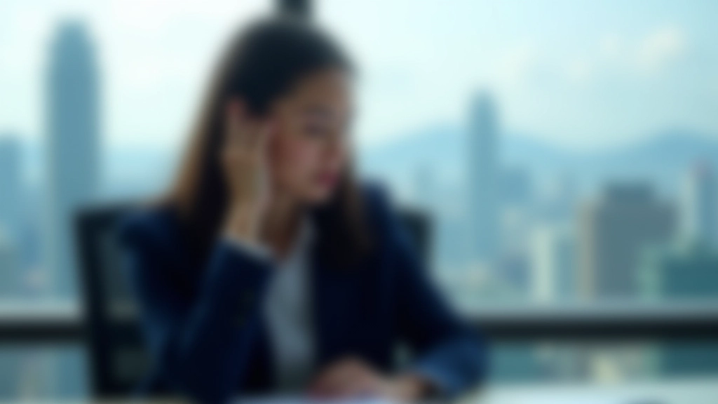 Woman in professional setting managing stress and emotions